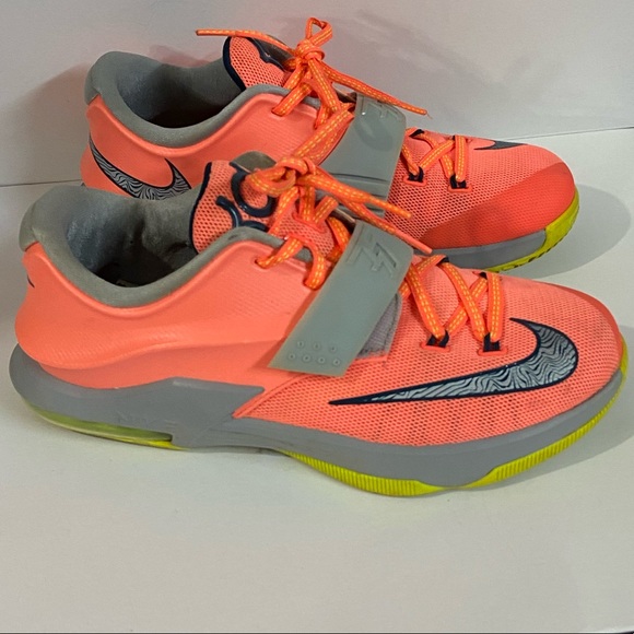 Nike ORANGE gray logo sports athletic KD 7 SNEAKERS shoes training basketball - Picture 10 of 11